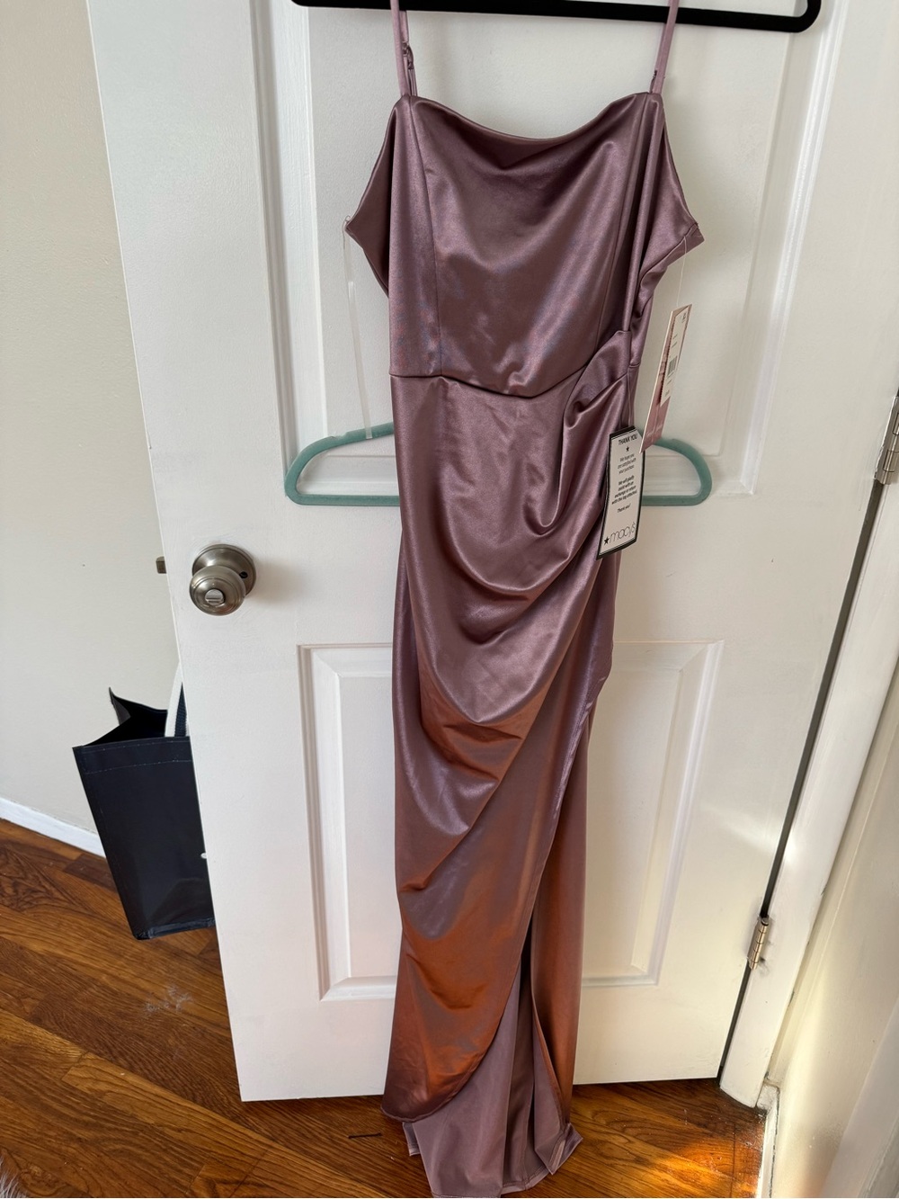 Emerald Sundae Satin Slip Maxi Dress in Dusty Mauve